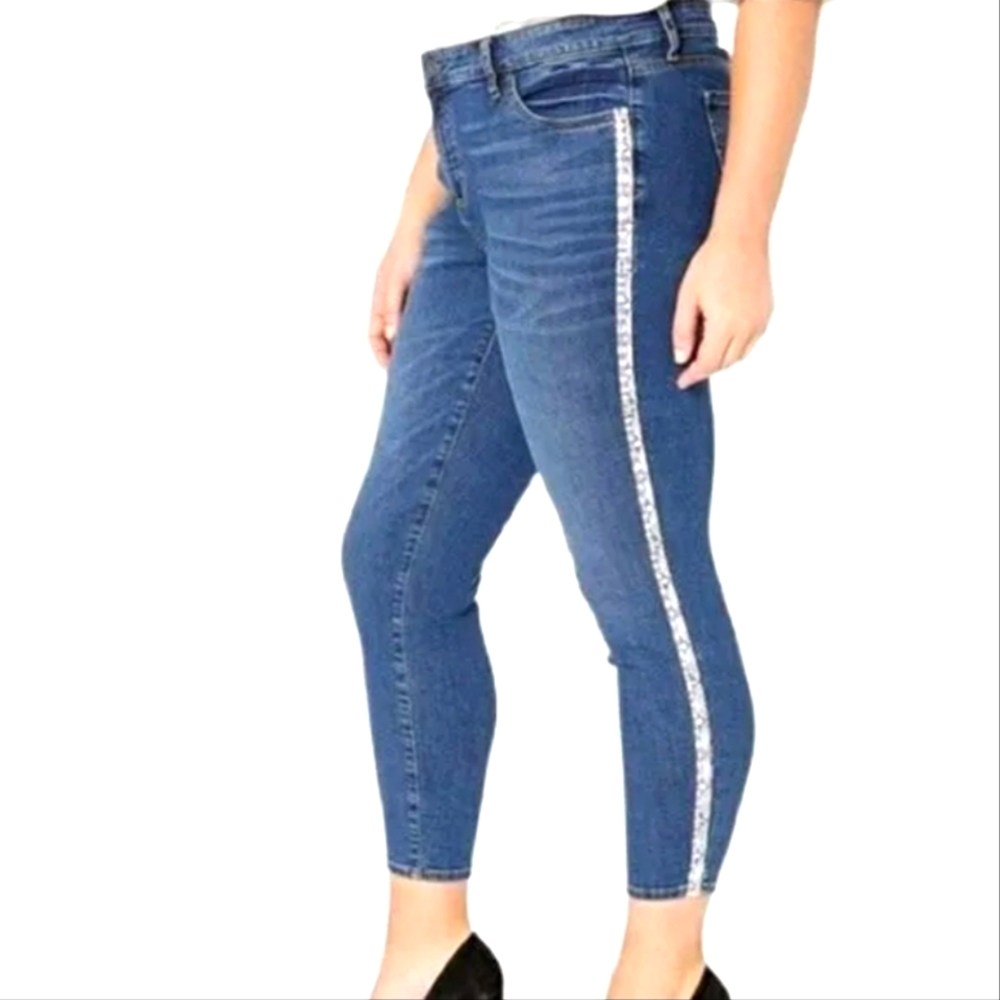Kut From The Kloth Jeans Snakeskin Stripe Donna Ankle Skinny Denim Pants 16 W